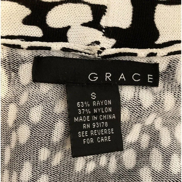 Grace Small Black White Animal Print Knit Cardigan - Picture 9 of 10